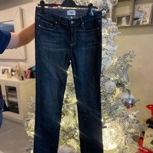 PAIGE SIZE 30 DARK WASH STRAIGHT LEG JEANS
